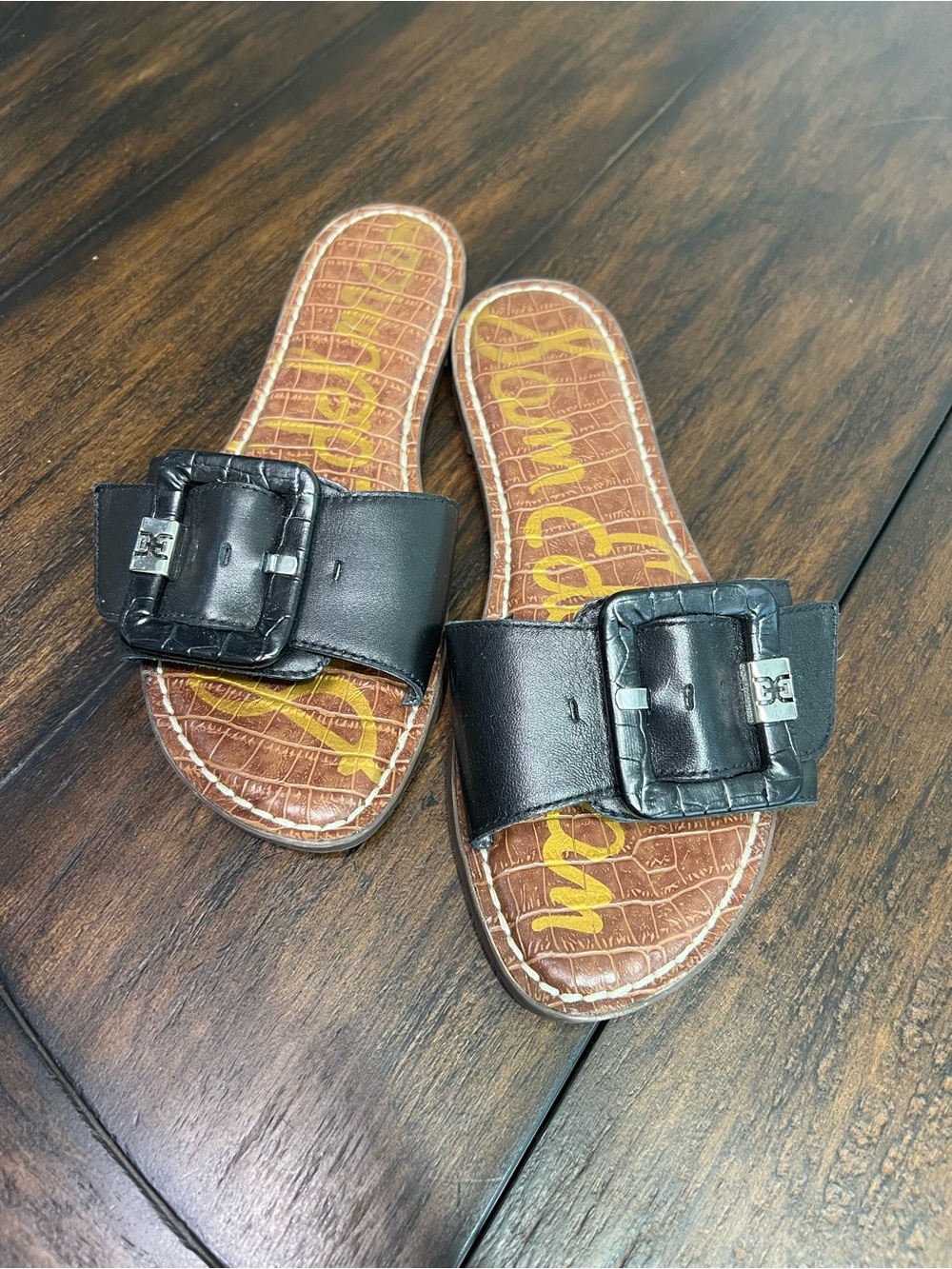 Sam Edelman Granada Black Buckle Slide Sandals Women's 7.5M